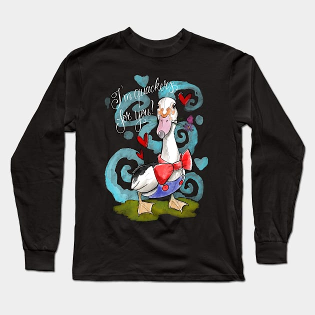 Quackers for you white text Long Sleeve T-Shirt by Jurassic Ink